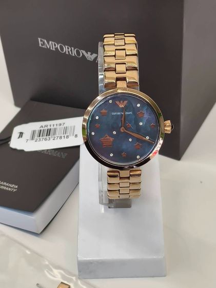 ฟ้า Emporio Armani AR11197 Rose Gold หน้าปัดดาว กล่องครบ ข้อสายครบ สภาพสวย