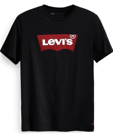 ดำ แขนสั้น LEVI'S ® Mens Graphic Set-In Classic Batwing Logo Neck T-Shirt in Black