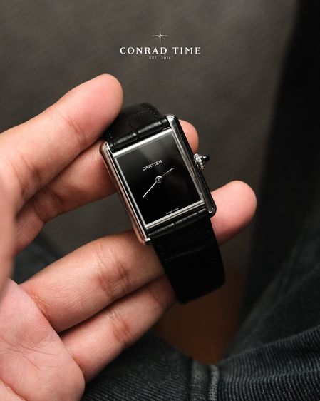 Cartier Tank Must WSTA0072 Large Black Dial Black leather strap 2022 33.7 x 25.5 mm. Fullset 