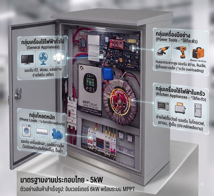 อินเวอร์เตอร์ระบบหม้อแปลง ออฟกริด (Off-Grid)  5kW 48V 5000W รูปที่ 4