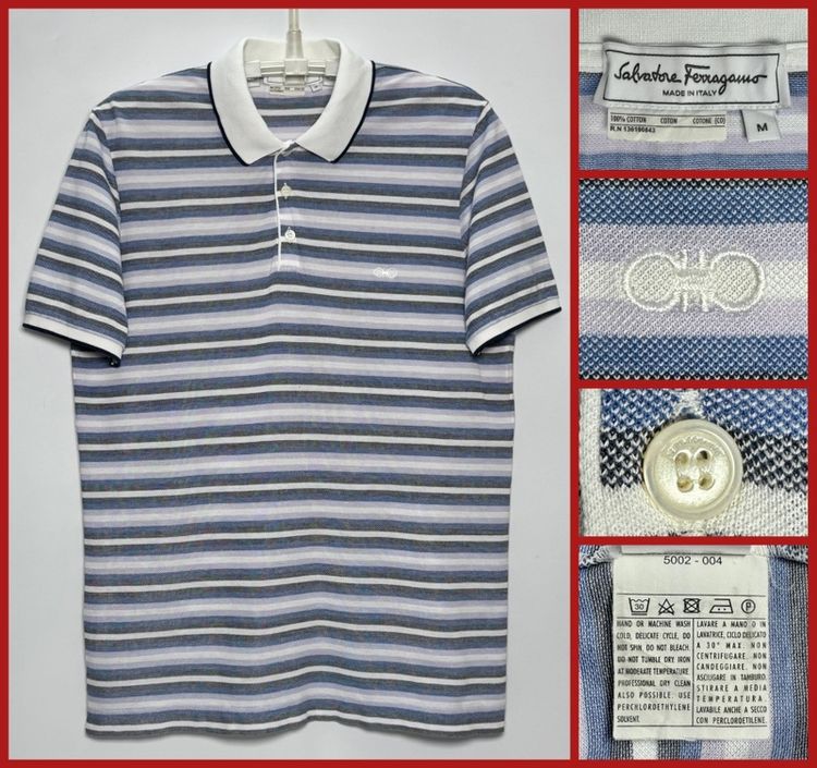 แขนสั้น ⚠️MADE IN ITALY‼️เสื้อโปโล Ferragamo ของแท้ รุ่นใหม่ แบรนด์เนมหรูอิตาลี