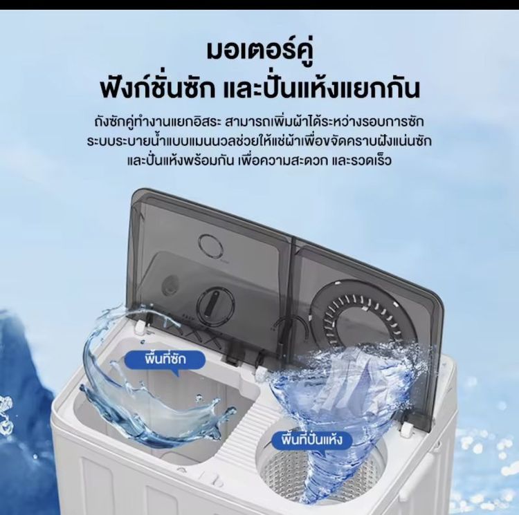 เครื่องซักผ้า ฝาบน 10.5g แบ่ง 2ถัง ขนาดเล็ก แบรนด์ Taiwall รูปที่ 6