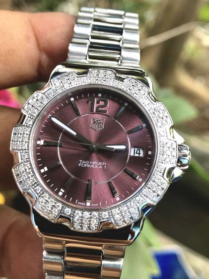 ม่วง Tag Heuer F1 Quartz Diamond Bezel Dark Purple Dail WAH121B🇨🇭🇨🇭