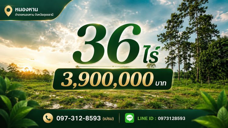 ที่ดินหนองหาน อุดรธานี 36 ไร่ 