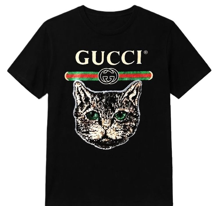GUCCI Mystic Cat Logo Print T-Shirt Made in Italy