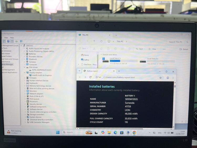 Lenovo ThinkPad L13 Gen 2 I5 Gen 11 Ram 16 M.2 512 แบตนาน ราคาถูกใจ รูปที่ 4