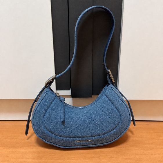 👜 CHARLES & KEITH Petra Denim Curved Shoulder Bag