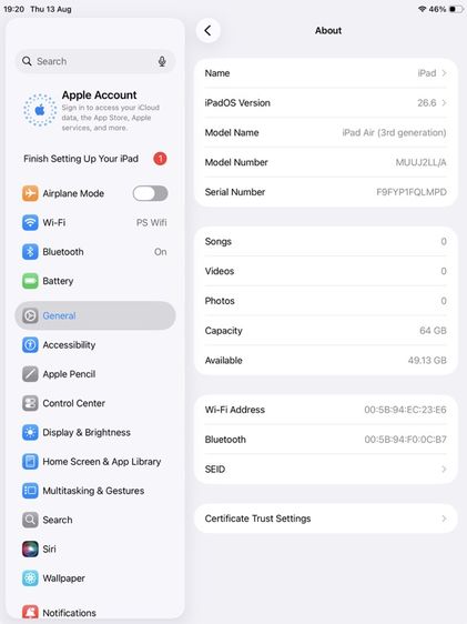 iPad Air 3 64gb มือสอง รูปที่ 2