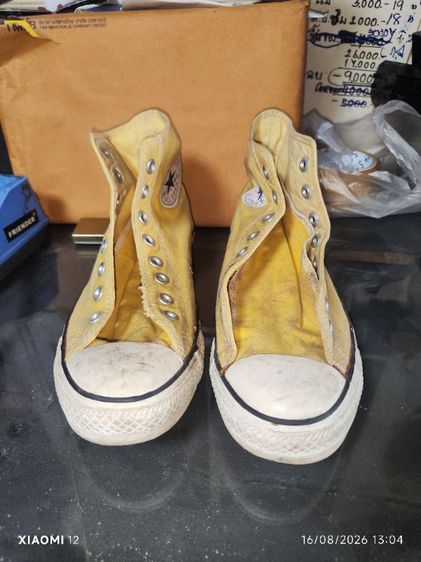 รองเท้าผ้าใบ ผ้า UK 7 | EU 40 2/3 | US 8.5 รองเท้า Converse แท้ รุ่นChuck Taylor All Star High (สีเหลือง)ผลิตปี2004 ป้ายส้นแบบยุค2000