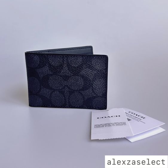 หนังแท้ ไม่ระบุ ดำ [New] ขายไส้สอดกระเป๋าสตางค์ / กระเป๋าใส่บัตร Coach Signature Card Insert