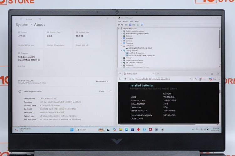 HP VICTUS 16-R0356TX Core i5-13500HX.RTX4060 RAM16.512GB  รูปที่ 2