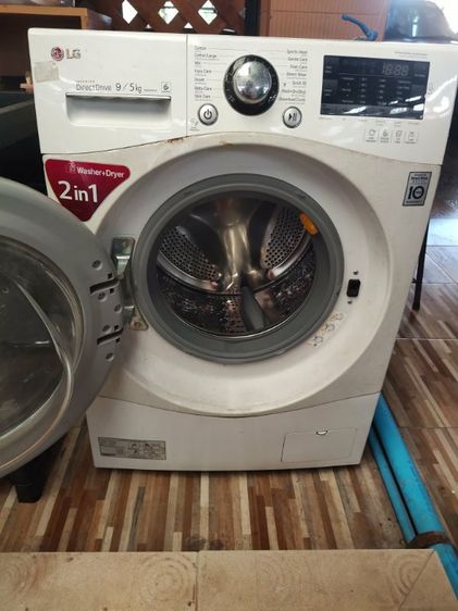 เครื่องซักผ้าฝาหน้า LG Inverter Direct Drive รุ่นนี้เป็นแบบ Washer+Dryer (ซักและอบแห้งในตัว 2in1) ความจุซัก 9 กิโลกรัม รูปที่ 2
