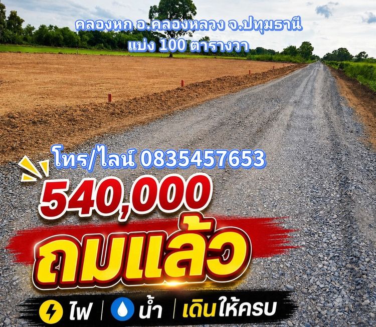 ที่ดินคลองหลวง ถมแล้ว ไกล้ชุมชน ผังสีชมพู ไกล้แฮปปี้แคท คาเฟ่แมวชื่อดัง