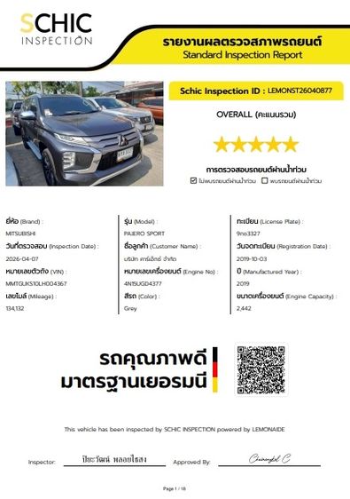 Mitsubishi Pajero Sport 2019 2.4 GT Premium 4WD Utility-car ดีเซล ไม่ติดแก๊ส เกียร์อัตโนมัติ เทา รูปที่ 4