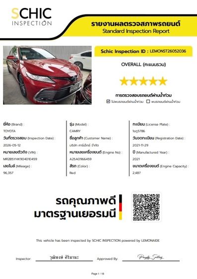 Toyota Camry 2021 2.5 Hybrid Premium Luxury Sedan ไฮบริด ไม่ติดแก๊ส เกียร์อัตโนมัติ แดง รูปที่ 4