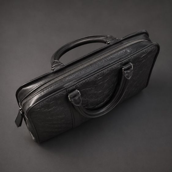 📍 COACH Perry Slim Brief in Signature Crossgrain Leatherรุ่น F72230 สีดำ 🖤 รูปที่ 4