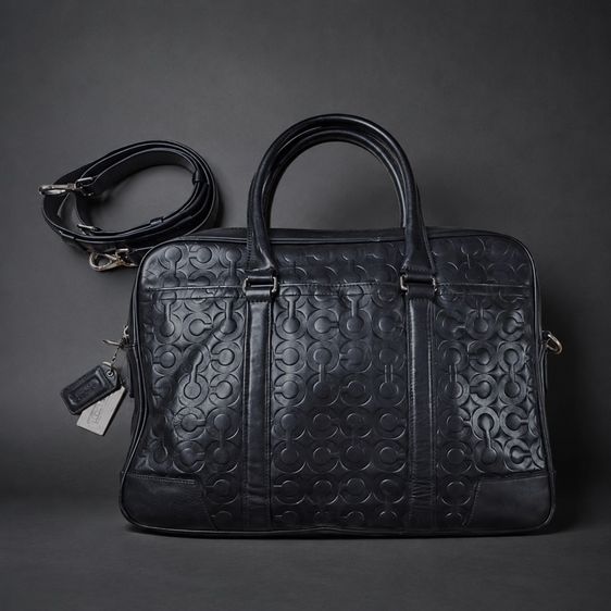 📍 COACH Perry Slim Brief in Signature Crossgrain Leatherรุ่น F72230 สีดำ 🖤 รูปที่ 5