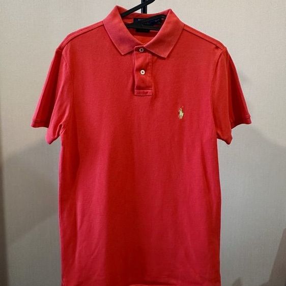 POLO RALPH LAUREN Custom Slim Fit เสื้อโปโล สีแดงคอรัล Size S มือสอง 100% Cotton