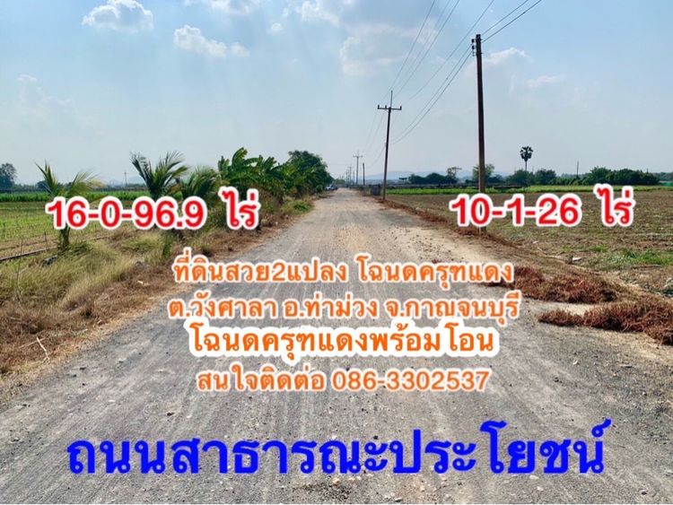 เจ้าของขายเอง ที่ดินผืนใหญ่ทำเลทอง26ไร่ วังศาลา ท่าม่วง ถือครองมากว่า20ปี โฉนดครุฑแดงพร้อมโอน แบ่งขายได้ ใกล้M81 เพียง1ชม.จากกรุงเทพ