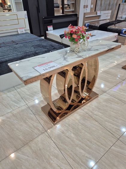 ขายโต๊ะคอนโซล luxury ขาสแตนเลสสีโรสโกล์ด ท๊อปหินอ่อนสีขาว ขนาด (ก×ย×ส) 40×140×80 สภาพใหม่ยังไม่ได้ใช้งาน รูปที่ 5