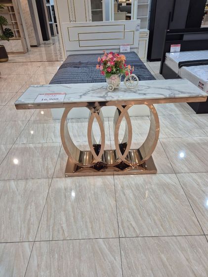 ขายโต๊ะคอนโซล luxury ขาสแตนเลสสีโรสโกล์ด ท๊อปหินอ่อนสีขาว ขนาด (ก×ย×ส) 40×140×80 สภาพใหม่ยังไม่ได้ใช้งาน รูปที่ 4