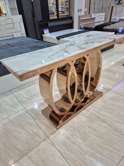 ขายโต๊ะคอนโซล luxury ขาสแตนเลสสีโรสโกล์ด ท๊อปหินอ่อนสีขาว ขนาด (ก×ย×ส) 40×140×80 สภาพใหม่ยังไม่ได้ใช้งาน รูปที่ 2