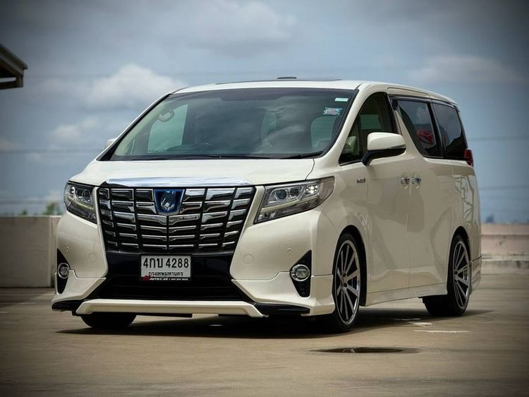 Toyota Alphard 2015 2.5 Hybrid E-Four 4WD Utility-car ไฮบริด ไม่ติดแก๊ส เกียร์อัตโนมัติ ขาว