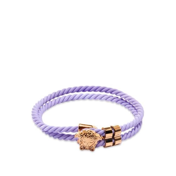 Versace Men's Medusa Head Bracelet in Lilac Made in Italy With Boxกำไลข้อมือรูปหัวเมดูซ่าสำหรับผู้ชายจาก Versace สีม่วงอ่อน ผลิตในอิตาลี พร้อมกล่อง ป้ายแทค รูปที่ 3