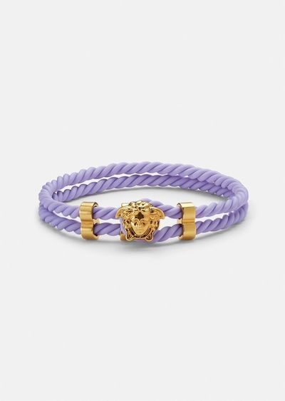 Versace Men's Medusa Head Bracelet in Lilac Made in Italy With Boxกำไลข้อมือรูปหัวเมดูซ่าสำหรับผู้ชายจาก Versace สีม่วงอ่อน ผลิตในอิตาลี พร้อมกล่อง ป้ายแทค รูปที่ 2