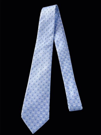 Gucci Horsebit silk jacquard tie Sky blue Made in Italyเนคไทผ้าไหมแบรนด์ กุชชี่ สีฟ้าอ่อน รูปที่ 2
