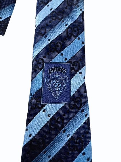 Gucci Necktie 100% Seta-Silk-Soie Made in Italyเนกไทผ้าไหมลายทาง Jacquard แบรนด์ กุชชี่ รูปที่ 5