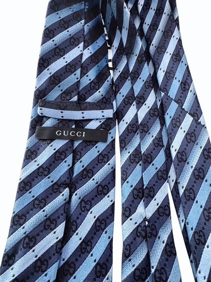 Gucci Necktie 100% Seta-Silk-Soie Made in Italyเนกไทผ้าไหมลายทาง Jacquard แบรนด์ กุชชี่ รูปที่ 4