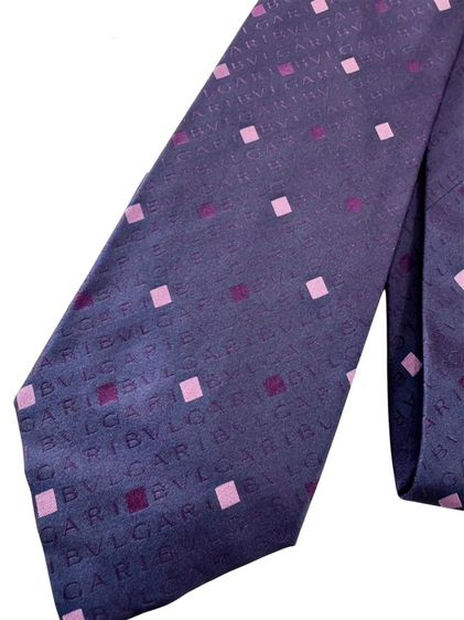 BVLGARI Necktie100% Seta-Silk-Soie Made in Italyเนคไทผ้าไหมสุดหรูจากแบรนด์ บลูการี่ ผลิตในอิตาลี่ ใหม่ป้ายห้อย รูปที่ 2