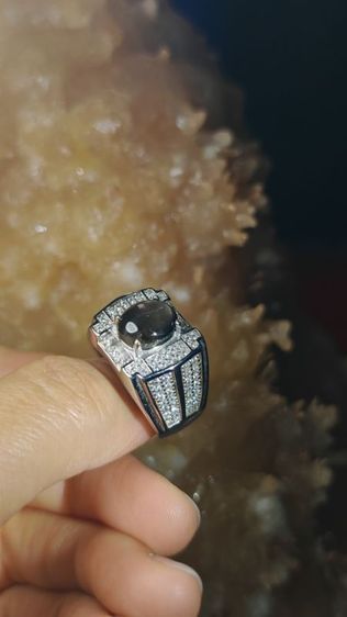 แหวนสตาร์​แซฟไฟร์​ 6 ขา​ ธรรมชาติ​ Natural Black Star Sapphire 6 Rays 925 Silver รูปที่ 2