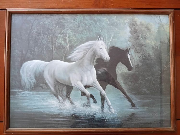 ขายภาพสีน้ำมัน รูปม้าขนาด 55 x 75cm ซม 1200บาท อยู่ที่ประชาอุทิศ54 ทุ่งครุ