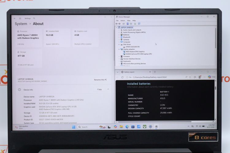 ASUS TUF GAMING A15 Ryzen 7 4800H.RTX3050 RAM16.512GB รูปที่ 2