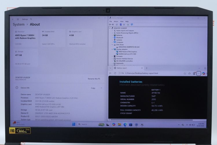 ACER NITRO RYZEN 7 5800H.GTX1650 RAM24.512GB รูปที่ 2