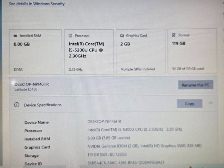 Dell latitude E5450 Core i5 5300U 2.30Ghz RAM 8 Gb SSD 128 GB จอ 14 นิ้ว รูปที่ 11