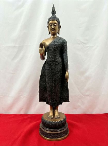 พระพุทธรูป ปางประทานพร วัดหน้าพระเมรุ จ.อยุธยา ปี2548 เนื้อทองเหลือง รมดำ สูง23.5นิ้ว