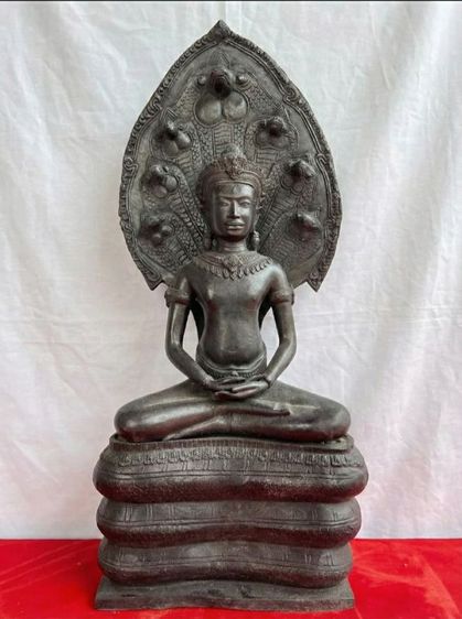 พระนาคปรก ศิลปะลพบุรี แบบเขมรบายน กลุ่มที่3 เนื้อสำริด หน้าตัก10นิ้ว สูง26นิ้ว