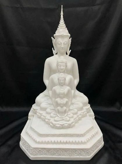 พระพุทธเจ้า 5 พระองค์ วัดพระธาตุผาซ่อนแก้ว จ.เพชรบูรณ์ ปี2565 เนื้อทองเหลือง องค์ขาว หน้าตัก9นิ้ว
