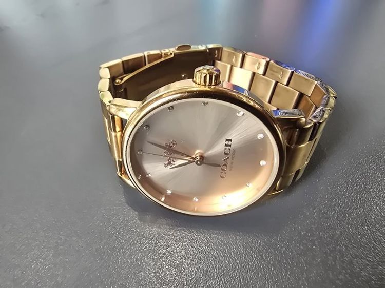 นาฬิกา COACH Grand Ladies Rose Gold-Tone Watch ขนาดหน้าปัด  35  mm. ความยาวข้อมือ  17 ซม.