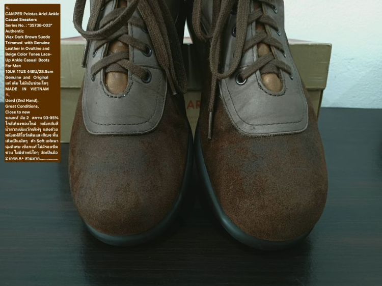 CAMPER Pelotas Ariel Ankle Sneakers, Men's 10UK 44EU/28.5cm ของแท้ มือ 2 สภาพใกล้เคียงของใหม่, รองเท้า CAMPER หนังแท้ พื้นเต็ม ไม่มีตำหนิใดๆ รูปที่ 7