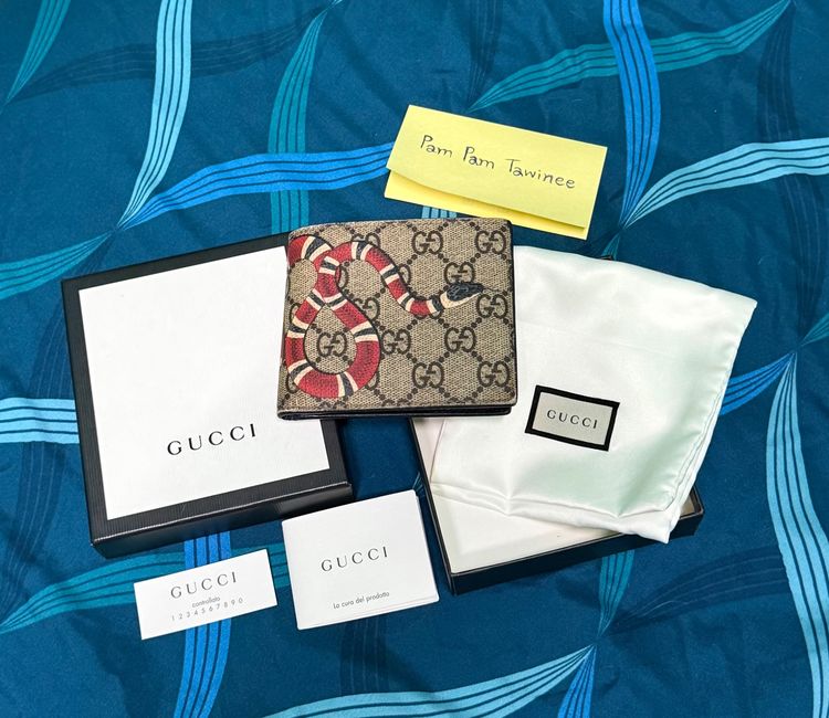 อื่นๆ หนังแท้ ไม่ระบุ น้ำตาล กระเป๋าสตางค์ GUCCI KINGSNAKE PRINT GG SUPREME WALLET