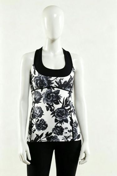 บราออกกำลังกาย อื่นๆ หลากสี เสื้อ Tank Top ผู้หญิง เสื้อออกกำลังกาย โยคะ วิ่ง ลำลอง ขนาด # 4 สีขาว/ดำ ลายดอก