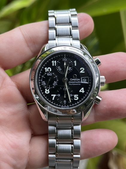 ขาว Omega Speedmaster Date Black Arabic Dial Steel Mens Watch 3513.52.00ตัวเรือนสแตนเลสสตีล ขนาดตัวเรือน 39 มิล ไม่รวมเม็ดมะยมหน้าปีดสีดำ