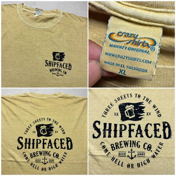 เสื้อยืด Crazy Shirts x Shipfaced Brewing Co ผ้าฝอก ใหม่มาก Size XL