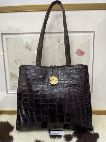 หนังแท้ กระเป๋าหนังจระเข้แท้ Made in Italy แบรนด์ Mauro Governa น้ำตาลเข้มๆ ราคา 3,800 บาท