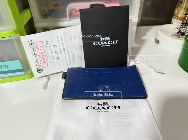 Coach กระเป๋าสตางค์สีน้ำเงินเข้ม ของแท้ รูปที่ 8