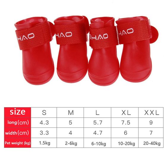 ขายรองเท้าสุนัขกันน้ำ 4 ชิ้น WaterProof Rainshoe Anti-slip ยาง Boot สําหรับสุนัขพันธุ์ใหญ่